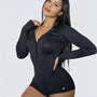 RIBBED LOUNGE ONESIE | BLACK
